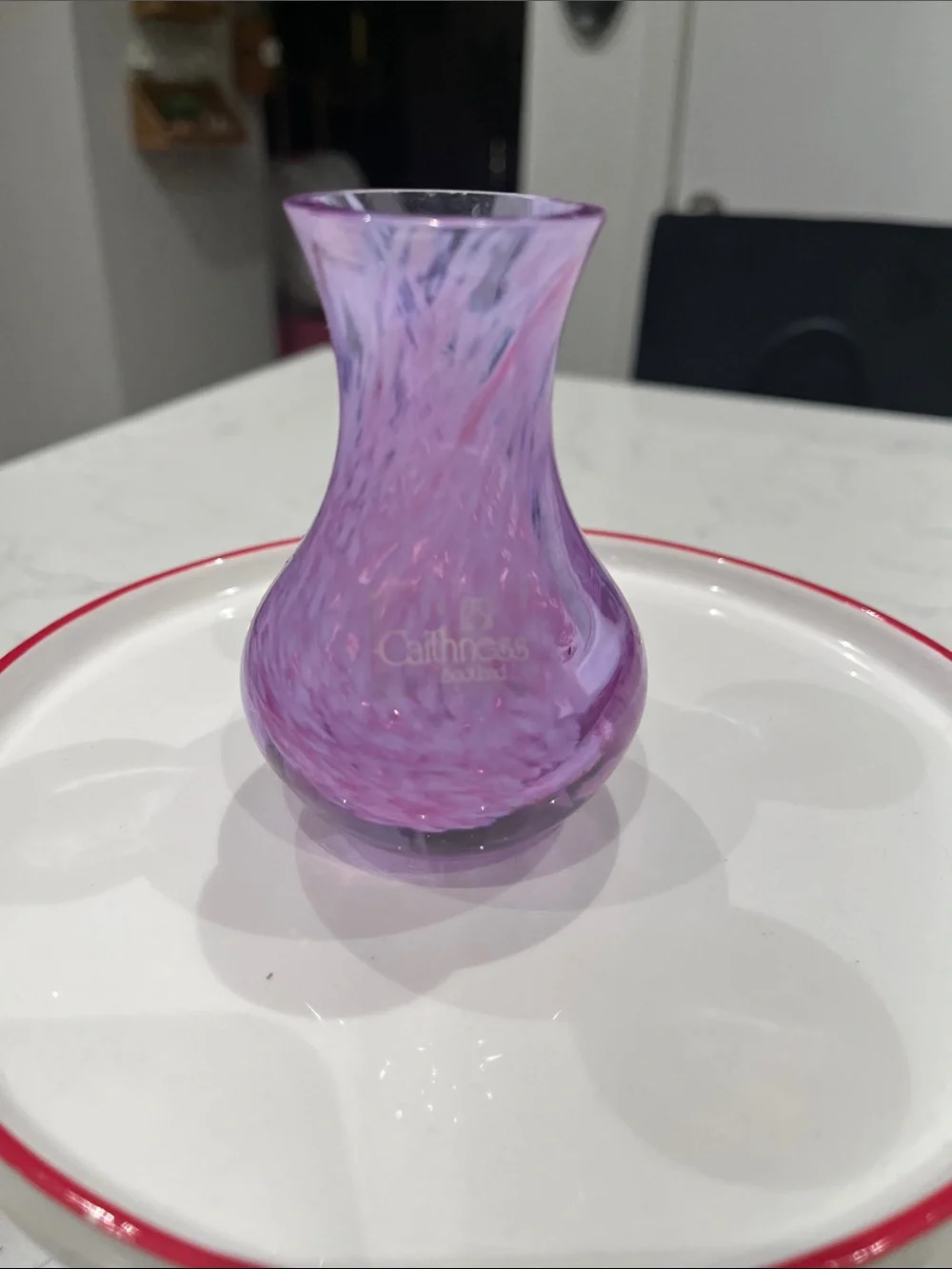 Caithness Purple Speckled Art Glass Bud Vase
